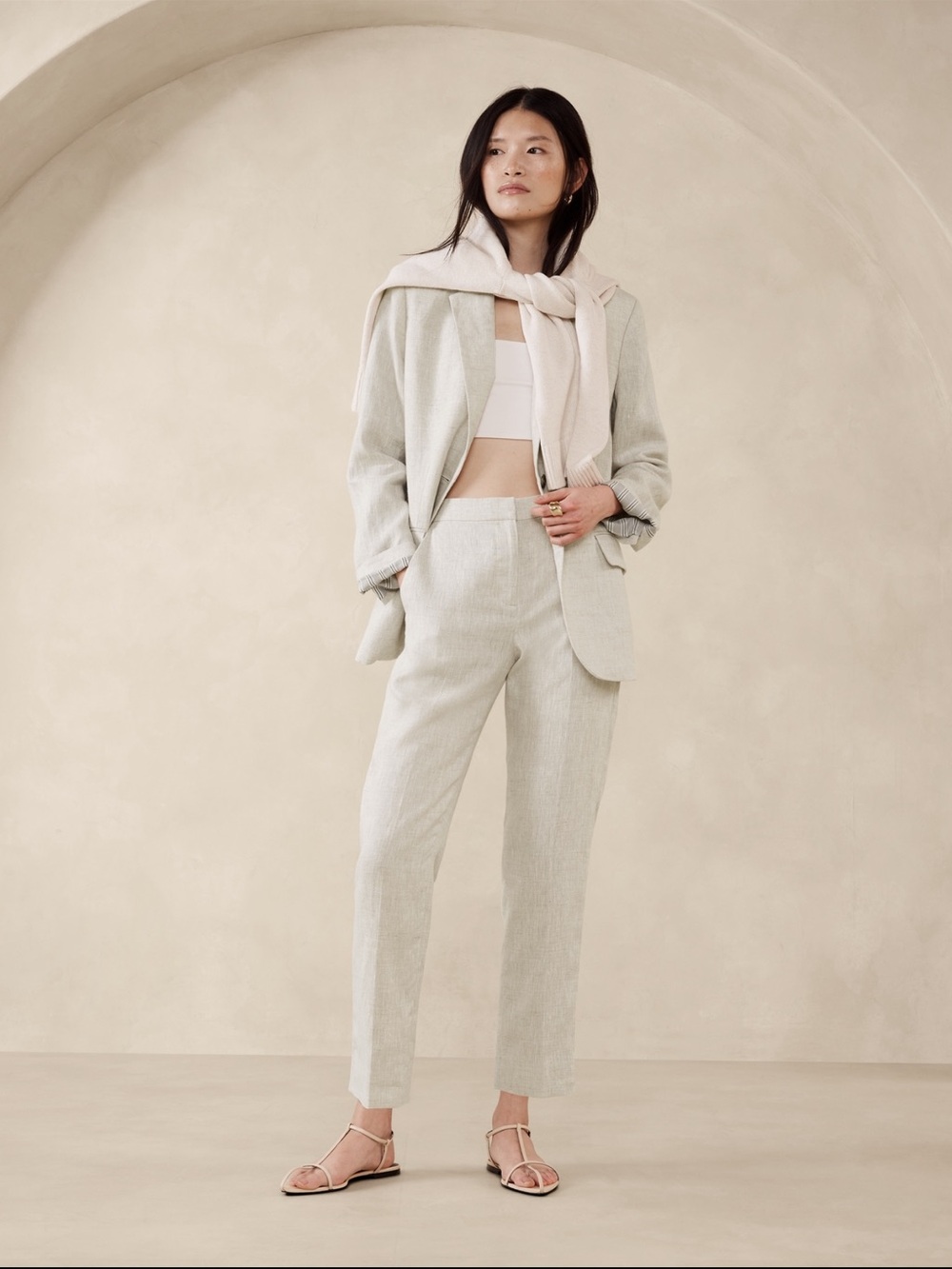 Banana Republic Straight Leg Pants in Light Stone